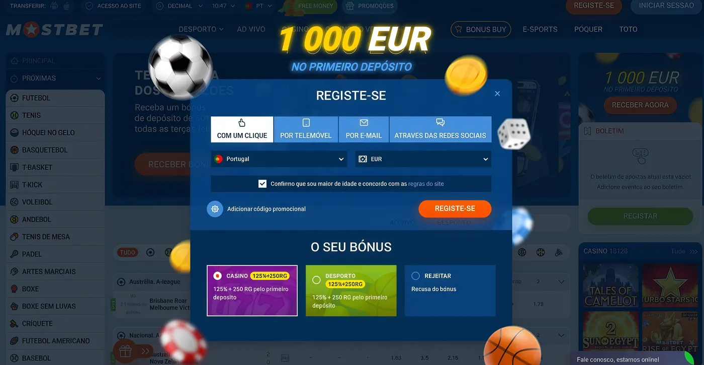 Registo e Login no Mostbet App